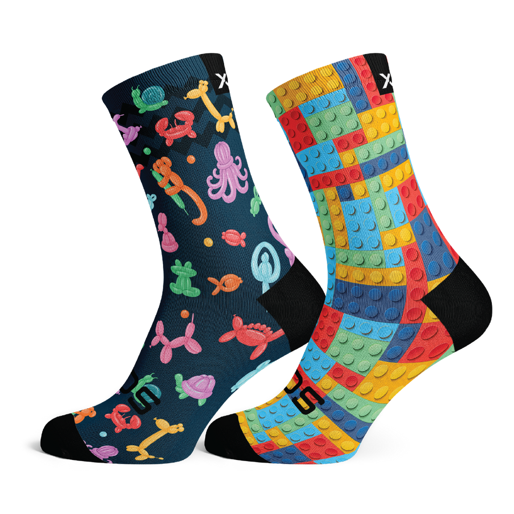 Balloon Animals & Blocks Kids Crew Socks Combo